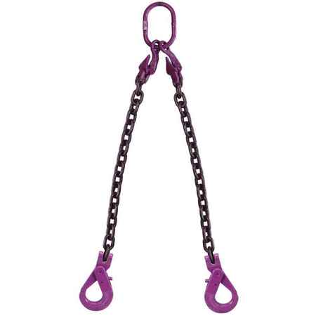 US CARGO CONTROL 9/32" x 15', Adjustable 2Leg Chain Sling w/ Self-Locking Hooks-Grade100 932G100DOSLA-15